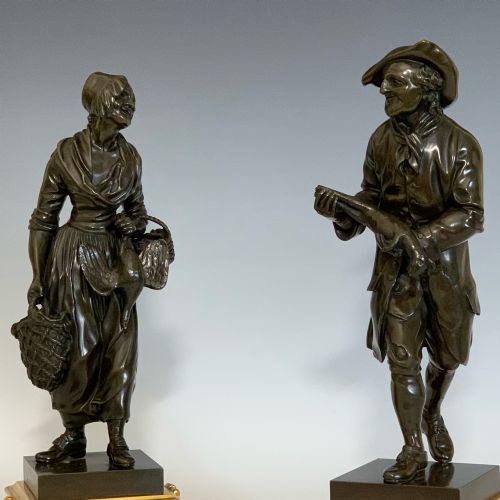ANTIQUE PAIR OF BRONZE PEASANTS IN LOUIS XV STYLE - ADDITIONAL PHOTO 4