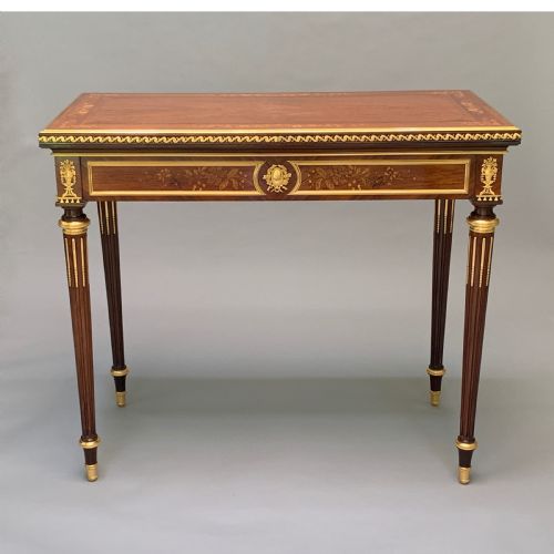 FRENCH MARQUETRY INLAID CARD TABLE ATTRIBUTED TO FRANCOIS LINKE - ADDITIONAL PHOTO 1