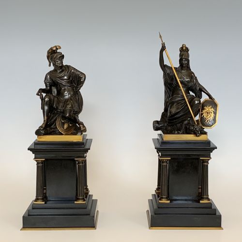 FINE PAIR OF 'GRAND TOUR' BRONZE FIGURES MARS MINERVA - ADDITIONAL PHOTO 1