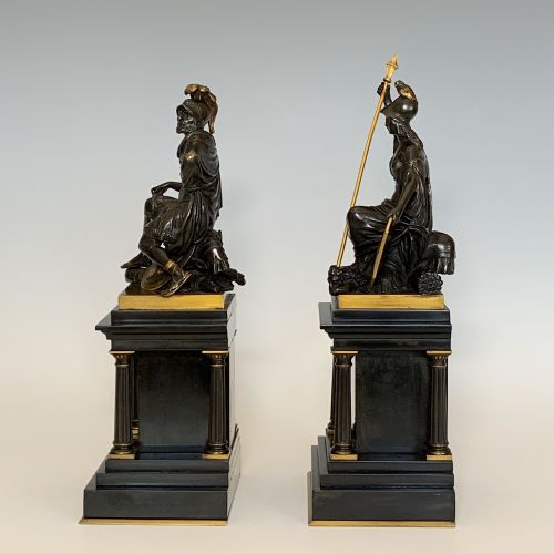 FINE PAIR OF 'GRAND TOUR' BRONZE FIGURES MARS MINERVA - ADDITIONAL PHOTO 4