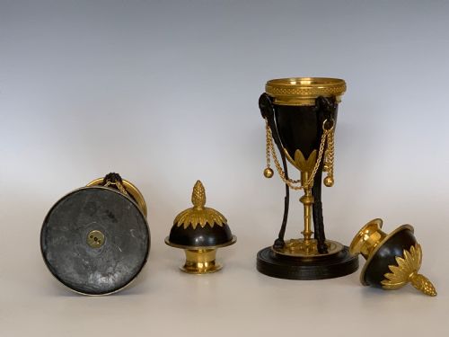 ANTIQUE REGENCY BRONZE ORMOLU CASSOLETTES - ADDITIONAL PHOTO 2