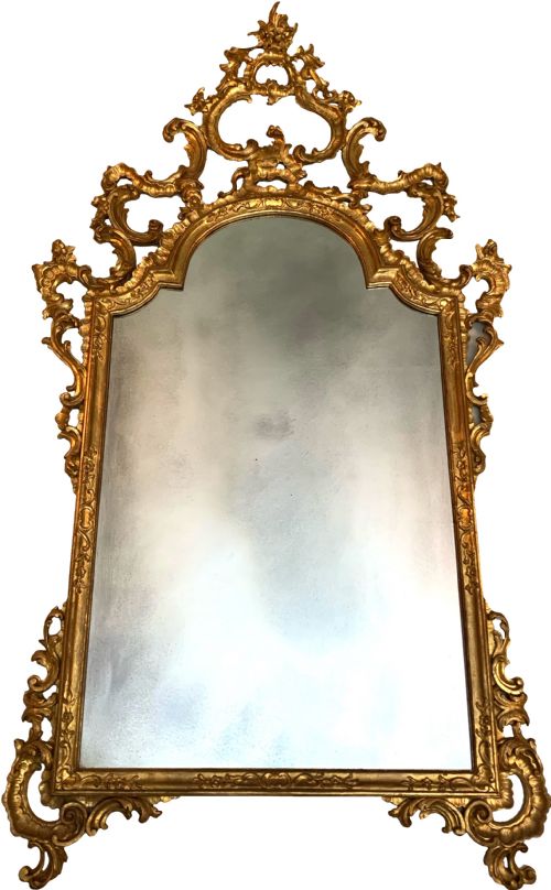 rococo style italian carved giltwood wall mirror - CATEGORY: ANTIQUE MIRRORS - DATED 1910
