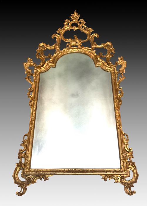 ROCOCO STYLE ITALIAN CARVED GILTWOOD WALL MIRROR - ADDITIONAL PHOTO 1