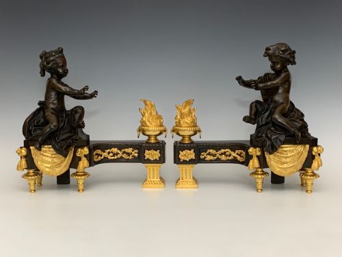 FINE FRENCH BRONZE ORMOLU CHENETS - ADDITIONAL PHOTO 2