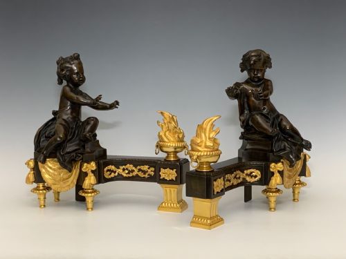 FINE FRENCH BRONZE ORMOLU CHENETS - ADDITIONAL PHOTO 3