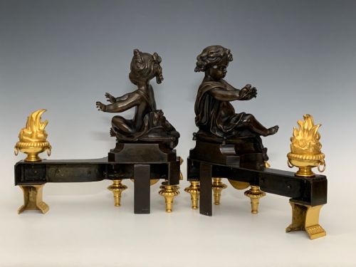 FINE FRENCH BRONZE ORMOLU CHENETS - ADDITIONAL PHOTO 4