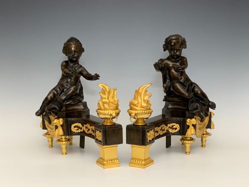 FINE FRENCH BRONZE ORMOLU CHENETS - ADDITIONAL PHOTO 5