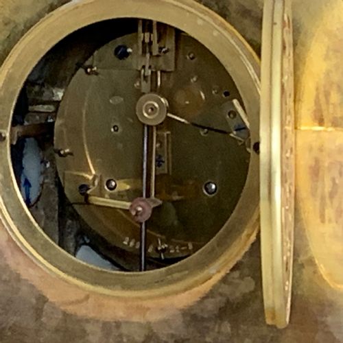 A FRENCH NAPOLEON III GILT BRONZE AND BLUE CELESTE GROUND SVRES STYLE PORCELAIN CLOCK BY JEAN BAPTISTE DELETTREZ - ADDITIONAL PHOTO 4
