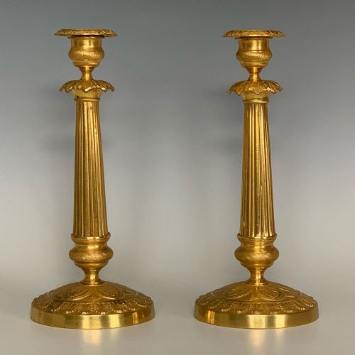 charles x ormolu candlesticks - CATEGORY: ANTIQUE LIGHTING - DATED 19TH CENTURY