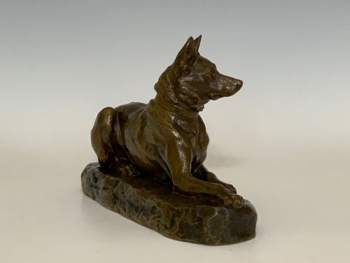 ANTIQUE BRONZE DOG BY LOUIS RICHE - ADDITIONAL PHOTO 2