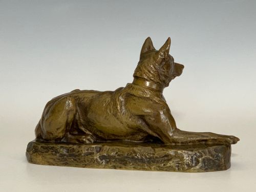 ANTIQUE BRONZE DOG BY LOUIS RICHE - ADDITIONAL PHOTO 3