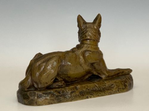 ANTIQUE BRONZE DOG BY LOUIS RICHE - ADDITIONAL PHOTO 4