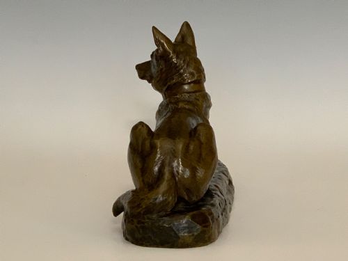 ANTIQUE BRONZE DOG BY LOUIS RICHE - ADDITIONAL PHOTO 5