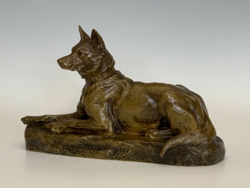 ANTIQUE BRONZE DOG BY LOUIS RICHE - ADDITIONAL PHOTO 6