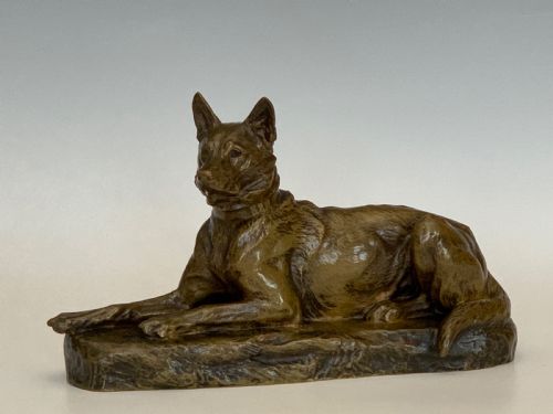 ANTIQUE BRONZE DOG BY LOUIS RICHE - ADDITIONAL PHOTO 7