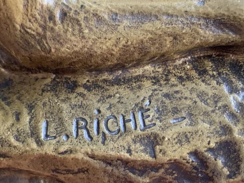 ANTIQUE BRONZE DOG BY LOUIS RICHE - ADDITIONAL PHOTO 8