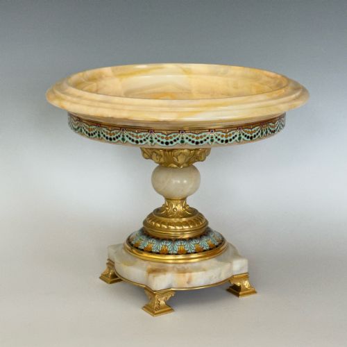 french onyx ormolu champleve tazza - CATEGORY: ANTIQUE MISCELLANEOUS - DATED 1880