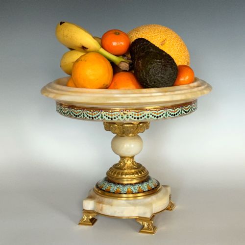 FRENCH ONYX ORMOLU CHAMPLEVE TAZZA - ADDITIONAL PHOTO 1