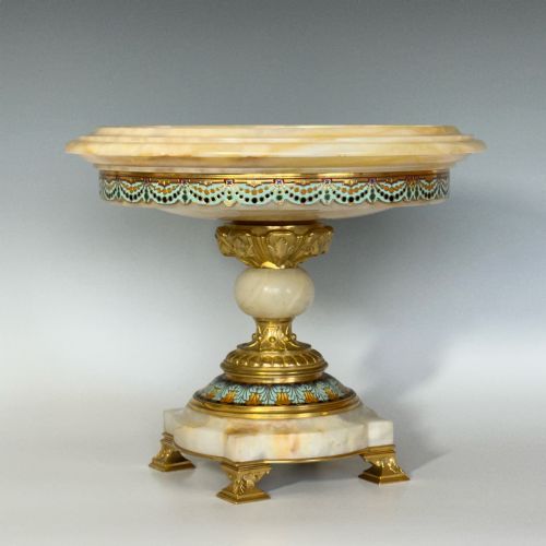 FRENCH ONYX ORMOLU CHAMPLEVE TAZZA - ADDITIONAL PHOTO 2