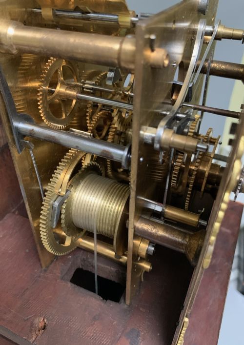 ANTIQUE WARING GILLOW LTD LIVERPOOL MAHOGANY GRANDMOTHER LONGCASE CLOCK IN GEORGIAN STYLE - ADDITIONAL PHOTO 4