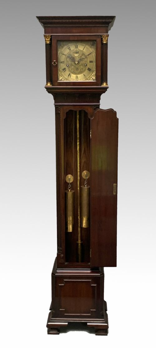 ANTIQUE WARING GILLOW LTD LIVERPOOL MAHOGANY GRANDMOTHER LONGCASE CLOCK IN GEORGIAN STYLE - ADDITIONAL PHOTO 5