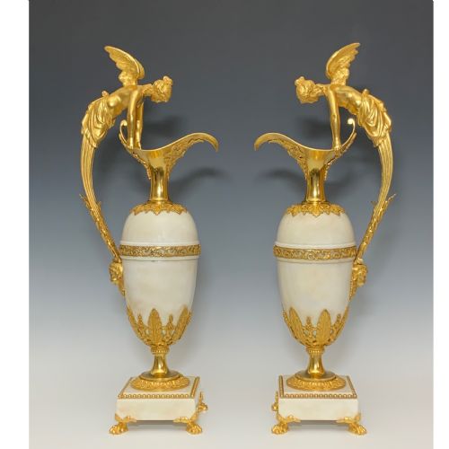 pair of ormolu mounted marble ewers after claude galle - CATEGORY: ANTIQUE MISCELLANEOUS - DATED 19TH CENTURY