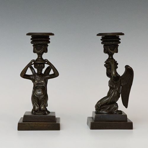 PAIR OF REGENCY BRONZE CANDLESTICKS - ADDITIONAL PHOTO 1