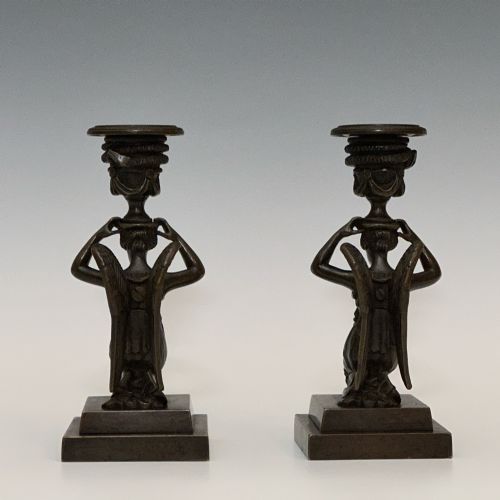 PAIR OF REGENCY BRONZE CANDLESTICKS - ADDITIONAL PHOTO 2