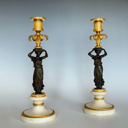 pair of french early 19th century candlesticks - CATEGORY: ANTIQUE LIGHTING - DATED 19TH CENTURY