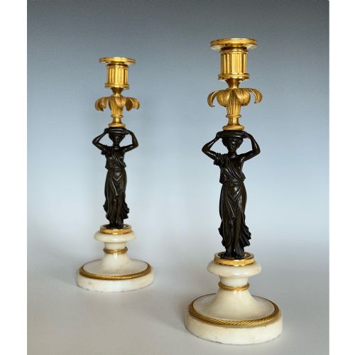 PAIR OF FRENCH EARLY 19TH CENTURY CANDLESTICKS - ADDITIONAL PHOTO 3