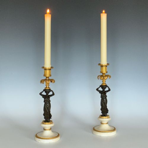PAIR OF FRENCH EARLY 19TH CENTURY CANDLESTICKS - ADDITIONAL PHOTO 4