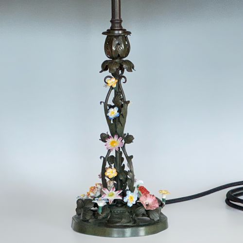 PAIR OF PORCELAIN MOUNTED BRONZE TABLE LAMPS - ADDITIONAL PHOTO 2