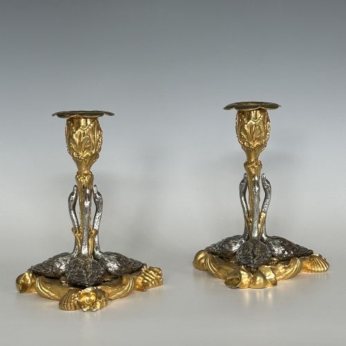 PAIR OF ELKINGTON CO ORMOLU CANDLESTICKS - ADDITIONAL PHOTO 1