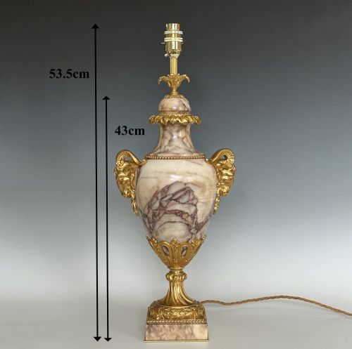 ANTIQUE GEORGE V ORMOLU MOUNTED MARBLE TABLE LAMP - ADDITIONAL PHOTO 7