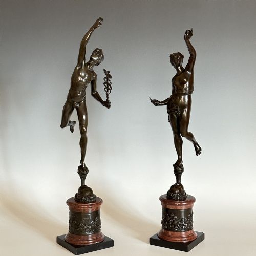 pair of bronzes mercury ceres after giambologna grand tour style - CATEGORY: ANTIQUE SCULPTURES - DATED 19TH CENTURY