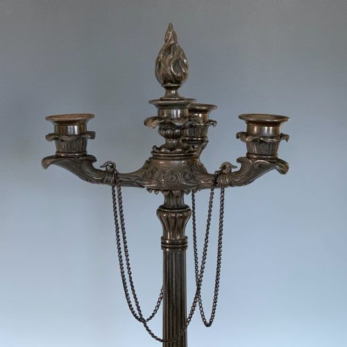ANTIQUE PAIR OF GEORGE IV BRONZE CANDELABRA WILLIAM BULLOCK - ADDITIONAL PHOTO 1