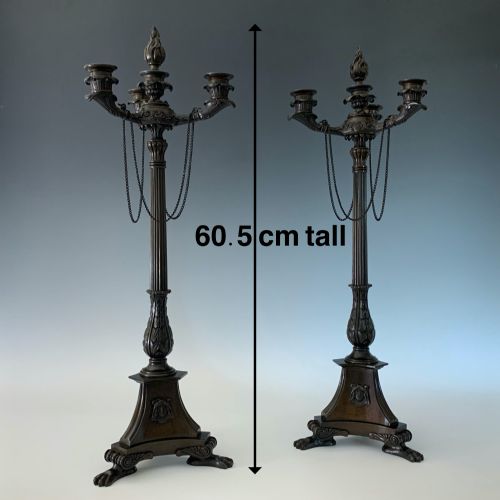ANTIQUE PAIR OF GEORGE IV BRONZE CANDELABRA WILLIAM BULLOCK - ADDITIONAL PHOTO 4