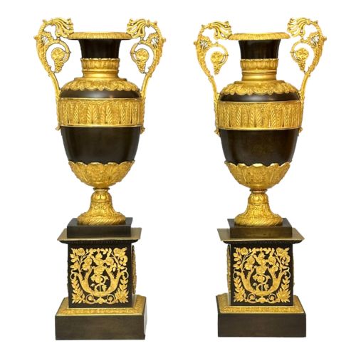 french empire ormolu bronze urns - CATEGORY: ANTIQUE MISCELLANEOUS - DATED 19TH CENTURY