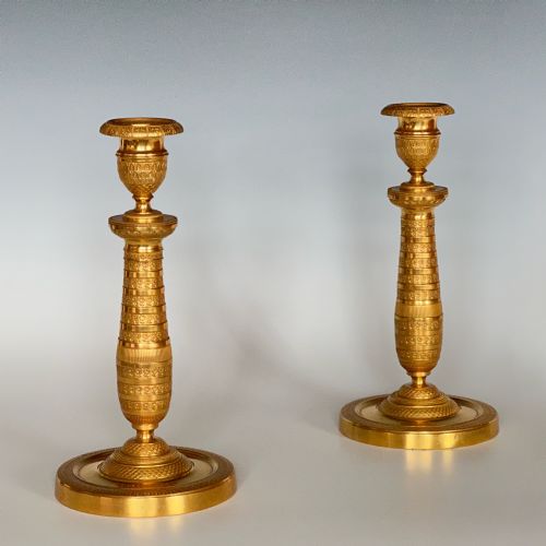 charles x ormolu candlesticks - CATEGORY: ANTIQUE LIGHTING - DATED 19TH CENTURY