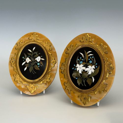 victorian pair of pietra dura paperweights grand tour style - CATEGORY: ANTIQUE MISCELLANEOUS - DATED VICTORIAN