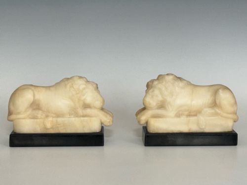 GRAND TOUR CARVED ALABASTER CANOVA LIONS - ADDITIONAL PHOTO 1