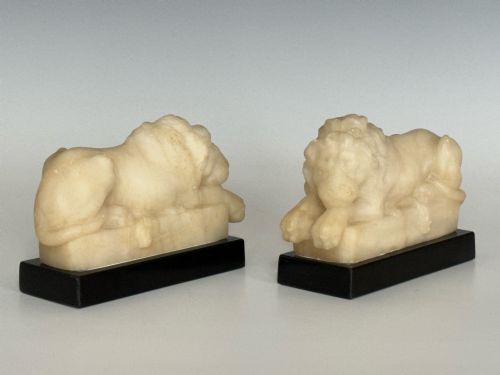 GRAND TOUR CARVED ALABASTER CANOVA LIONS - ADDITIONAL PHOTO 3