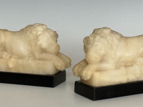 GRAND TOUR CARVED ALABASTER CANOVA LIONS - ADDITIONAL PHOTO 4