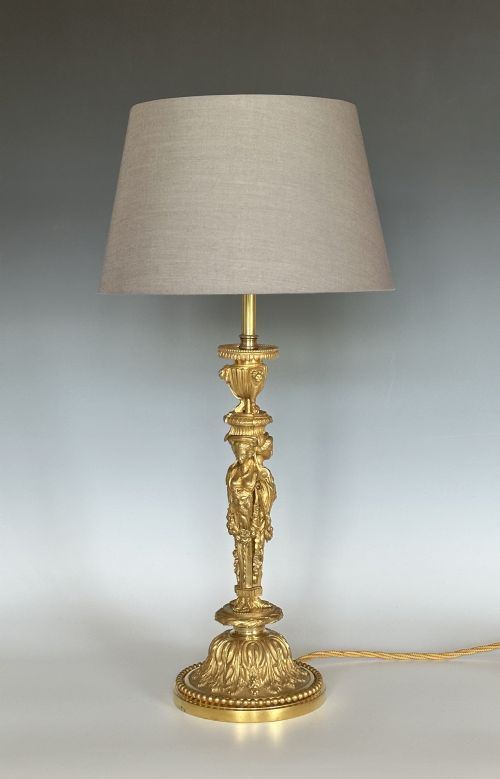 antique ormolu candlestick lamp after j d dugourc - CATEGORY: ANTIQUE LIGHTING - DATED 1890