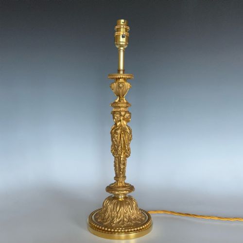 ANTIQUE ORMOLU CANDLESTICK LAMP AFTER J D DUGOURC - ADDITIONAL PHOTO 1