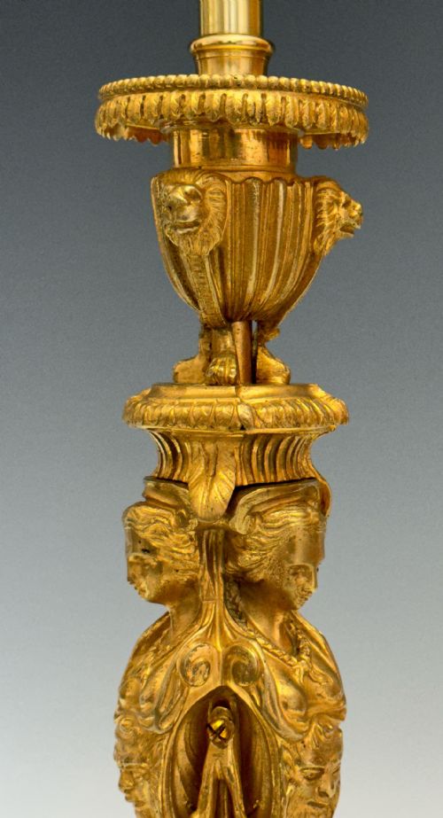 ANTIQUE ORMOLU CANDLESTICK LAMP AFTER J D DUGOURC - ADDITIONAL PHOTO 2