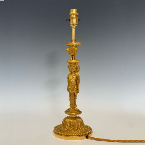 ANTIQUE ORMOLU CANDLESTICK LAMP AFTER J D DUGOURC - ADDITIONAL PHOTO 3