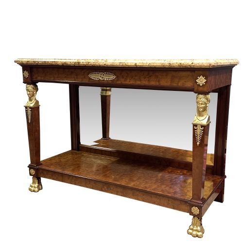 FRENCH EMPIRE REVIVAL MAHOGANY ORMOLU MOUNTED CONSOLE TABLE - ADDITIONAL PHOTO 5