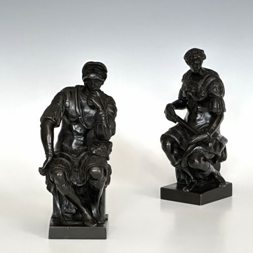pair of grand tour bronzes figures lorenzo giuliano medici - CATEGORY: ANTIQUE METAL - DATED 1870