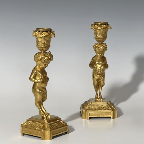 PAIR OF FRENCH SATYR ORMOLU CANDLESTICKS - ADDITIONAL PHOTO 2